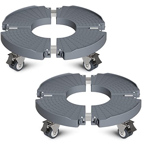 Goovilla Plant Stand with Wheels 440LBS Load,2Pack, Adjustable 15-22",Gray | Heavy Duty Plant Caddy with Lockable Caster Wheels, Rolling Stand/Dolly/Roller for Indoor Outdoor Large Planter, Flower Pot - color: Grey