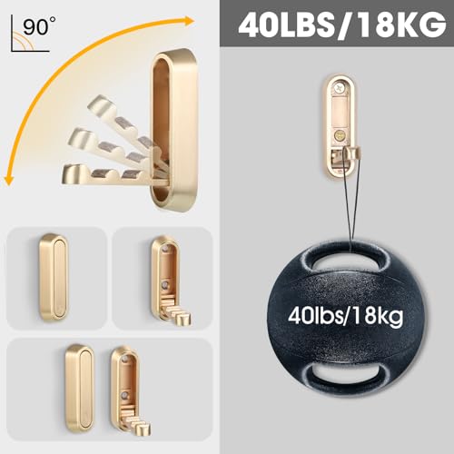 Folding Coat Hooks, 2 Pcs Foldable Gold Wall Hooks Heavy Duty Foldable Hook Bathroom Towel Hooks Robe Hooks Wall Mounted for Hanging Coat Towels Clothes Hat Bags Keys - color: Gold, size: 2 Pcs