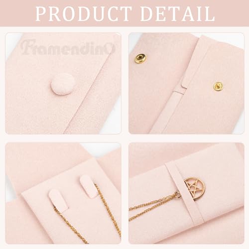 Framendino, 6 Pack Velvet Necklace Case Traval Jewelry Bag Organizer Pouch Holder Box for Women Storage Bridesmaid Wedding Christmas Pink - color: Pink