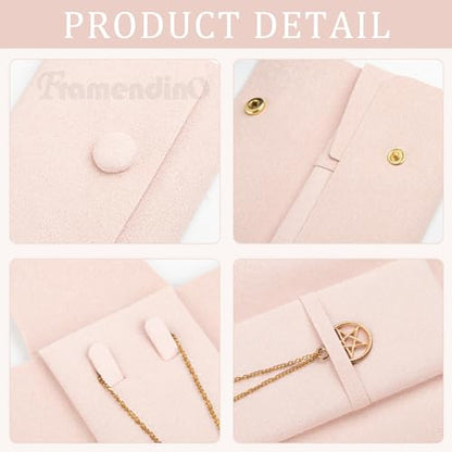 Framendino, 6 Pack Velvet Necklace Case Traval Jewelry Bag Organizer Pouch Holder Box for Women Storage Bridesmaid Wedding Christmas Pink - color: Pink