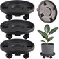 Rolling Plant Stand with Wheels 3 Pack 17.3 Inch Plant Caddy with Wheels Heavy Duty Plant Dolly Roller Base with Wheels Round Flower Pot Rack Holder Planter Trolley Tray, Black - color: Black, size: 17.3 inch