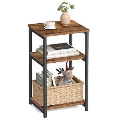 VASAGLE BARNET Collection - Side Table, Small End Table for Living Room, Modern Tall Nightstand, Bedroom, Office, Bathroom, Steel Frame, Rustic Brown and Ink Black ULET273B01 - color: Rustic Brown + Ink Black