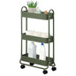 SunnyPoint Slim Rolling Storage Cart, 3 Tier Bathroom Storage Organizer Bathroom, Laundry Utility Cart (Army) - color: Army