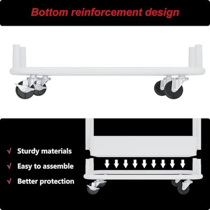 3-Tier Utility Cart with Wheels, Rolling Cart with 3 Hanging Baskets, Storage Shelves, Multi-Functional Organizer Cart for Bathroom, Office, Kitchen, White - size: With hanging baskets