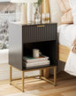 Masupu Fluted Nightstand,Modern Night Stand Wood Bedside Table with Storage Drawer Side End Table for Bedroom,Office,Black - color: Flutted-black