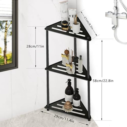 Standing Shower Caddy Corner, 3 Tier Stainless Steel Shower Organizer Stand, Rustproof Corner Shower Shelves, Corner Shower Caddy Bathroom Shower Stand, Black - size: 3 Tier