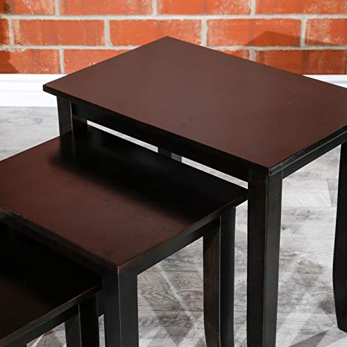 DTY Indoor Living 3-Piece Nesting Tables - Wooden Table Set of 3 for Living Room - Stackable Tables with Sleek Espresso Finish for Stylish and Space-Saving Home Furniture - color: Avon Design/ Espresso Finish