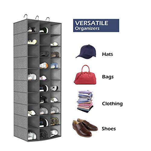 Libeder Hanging Closet Organizers - 30 Section Shoe Shelves, Space Saving Shoe Holder Grey - color: Grey, size: 30 Sections