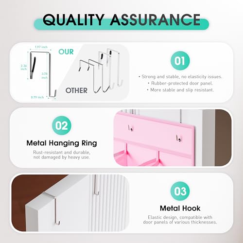 WVM Over the Door Shoe Organizer with 35 Breathable Mesh Pockets, Hanging Shoe Organizer for Door with 4 Metal Hooks, Large Capacity Closet Storage for Shoes, Accessories - style: Pink