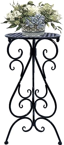 NAKUPE Metal Plant Stand Indoor Outdoor, Single Flower Pot Stands 22.5 Inch Tall, Planter Pedestal Holder for Patio Corner Garden Porch Farmhouse, Black(1 Pack)