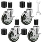 Besitu 4 inches Prep Table Wheels Set of 4, 1-1/2" and 1-5/8" Expanding Stem Caster with Side Brake for Stainless Steel Table, Cart, Furniture Legs, Commercial Kitchen Appliances, Workbench - style: 4 Inch