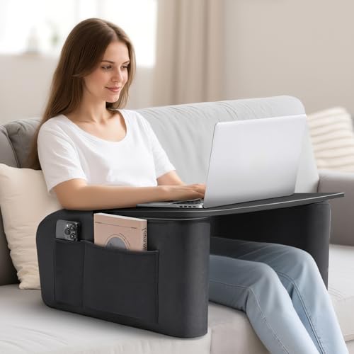 OPTIXCELL Lap Desk with Arm Rest, Ergonomic 17" Laptop Desk for Bed & Couch | Ergonomic EPP Memory Foam Armrests, Sturdy 44lbs Capacity, Wobble-Free, for Reading, Writing, Gaming, Eating, Working - color: Black