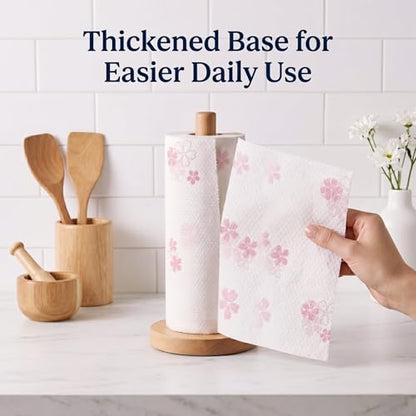 Wooden Paper Towel Holder for Countertop, Solid Beech Wood Stand with Wider Non-Slip Base, Fits Standard and Jumbo Rolls, Easy Assembly, Farmhouse Kitchen Paper Towel Dispenser - size: Large, style: Classic Beech