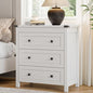 Xixini Farmhouse Nightstand with 3 Storage Drawers, 27.55" Wide Wood Bedside Table, Modern Side Table with Metal Handle, End Table for Bedroom, White - color: White