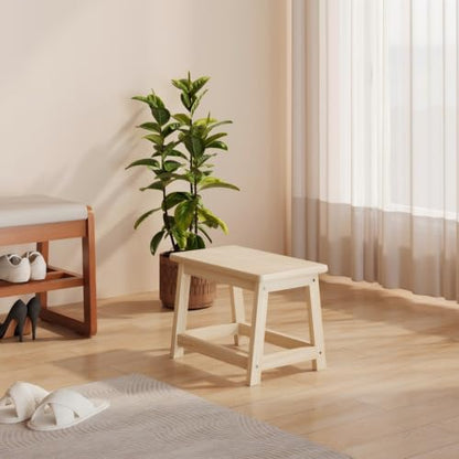 Wood Step Stool Small Stool Foot Stool Wooden Shoe Bench Side End Table | Small Sofa Foot Stool for Bathroom Living Room Bedroom Kitchen Entryway Modern Sturdy 16.5x11x11.8inchs (Natural) - color: Natural, size: Small