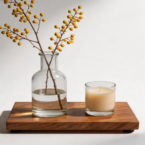 Teak Wood Decorative Small Tray, Bathroom Wood Riser for Decor, Kitchen Counter Wooden Pedestal Stand, Tray for Vanity, Sink & Soap (1, Teak Wood, 10.6" x 6.1" x 1") - size: 10.6" x 6.1" x 1"