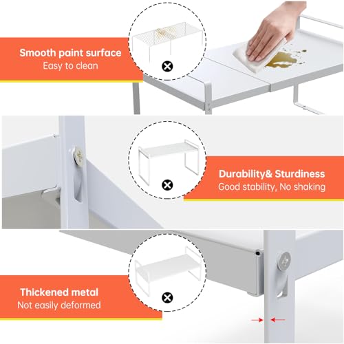 Expandable Cabinet Shelf Rack 9" Wide – Fits 14" to 25" Cabinets (White) | Expandable 14" to 25", Fits Most Standard Cabinets, Heavy Duty Metal, Non-Slip, for Kitchen, Pantry, Spices, Cans & Bottles - color: 9" wide ( 1 PACK)