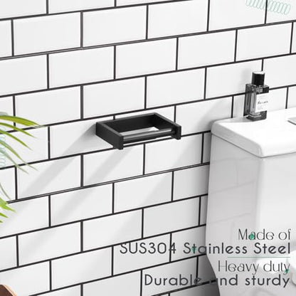 KOKOSIRI Toilet Paper Holder Spring Loaded Bathroom Toilet Roll Holder Wall Mount Stainless Steel Matte Black B2011BK - color: Matte Black, size: Without Shelf