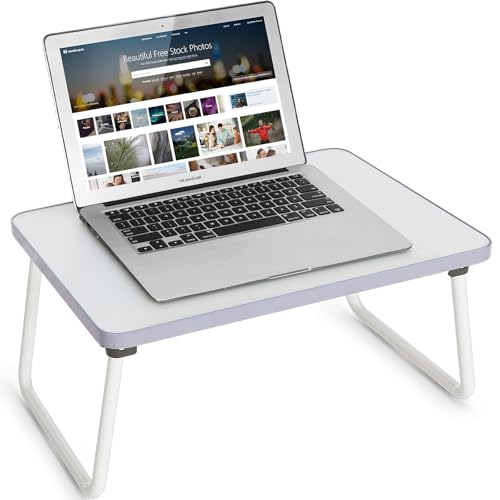 Lap Desks Laptop Tray for Bed or Couch, Breakfast Serving Tray with Folding Legs,Portable & Lightweight Mini Table, Laptop Stand for Working, Reading and Writing,White - color: White
