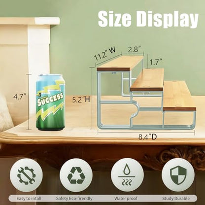 Cabinet & Counter Spice Rack Organizer for Spice Jars & Condiments, 3-Tier | Space-Saving Grease Resistant Bamboo Seasoning Organizers, Practical Makeup Stand, Simple Assembly, Wipe Clean, Mengbu - size: 3 Tier