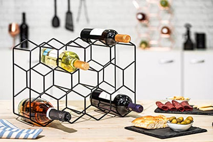 Gusto Nostro Countertop Wine Rack - 14 Bottle Freestanding Modern Black Metal Small - 3 Tier Tabletop Wine Holder Stand for Cabinet, Pantry - Wine Racks Countertop - No Assembly Required - color: Black