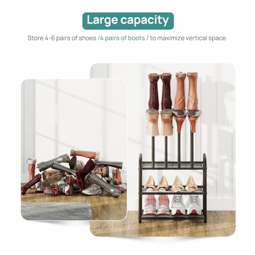 viewcare Black Boot Rack, Small Boot Rack Organizer, Tall Boots with Shoe Rack for Closet, Shoe Shelf Storage Organizer for Entryway Small Space - size: Small