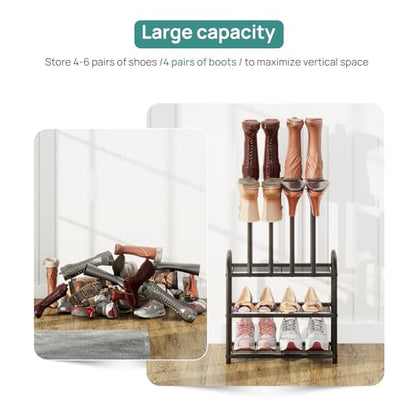 viewcare Black Boot Rack, Small Boot Rack Organizer, Tall Boots with Shoe Rack for Closet, Shoe Shelf Storage Organizer for Entryway Small Space - size: Small