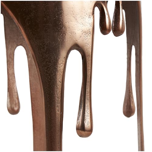 Deco 79 Aluminum Metal Contemporary Table with Abstract Drip Design, Copper Side Table, Accent Melting Legs and Black Glass Top, 16" x 16" x 25", Copper - color: Copper