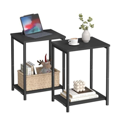 VASAGLE Side Tables Set of 2, Small End Table, Nightstand for Living Room, Bedroom, Office, Bathroom, Black ULET272B16 - color: Black