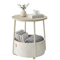 SONGMICS HOME Small Side Table, Round End Table, 2 Tier Nightstand with Basket, U Shaped Steel Legs, Easy Assembly, for Living Room, Bedroom, Beige and White - color: Beige + White, size: 1 pack