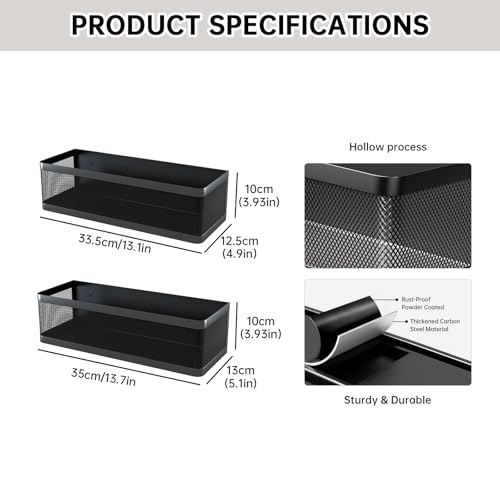 2-Pack Magnetic Shelves Laundry Room Organization | Strong Magnet Organizer,Tall Guardrails to Prevent Falling, For Washing Machine, Refrigerator, Kitchen & Pantry