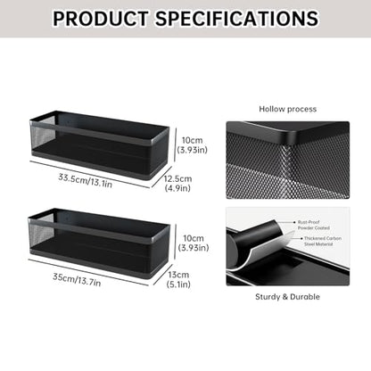 2-Pack Magnetic Shelves Laundry Room Organization | Strong Magnet Organizer,Tall Guardrails to Prevent Falling, For Washing Machine, Refrigerator, Kitchen & Pantry