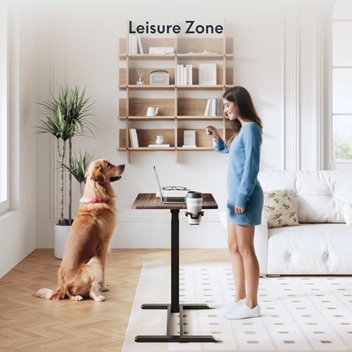 FLEXISPOT Adjustable C Table with Wheels, Mobile Snack Side End Table Sofa Couch Bedside Table Laptop Rolling Cart TV Tray Night Stand for Small Space Side Table(31.5" W x 17.7" D,Rustic Brown) - color: Rustic Brown, size: 32x18