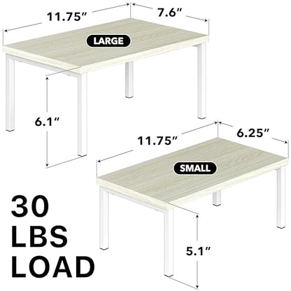 Simple Houseware Expandable Stackable Cabinet and Counter Shelf Organizer with Wooden Surface, 7.6'' D x 11.75'' W x 6.1'' H, Maple - color: Maple