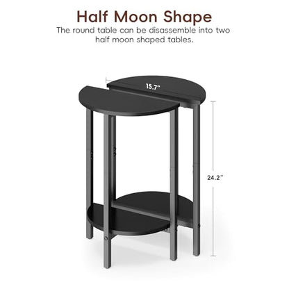 Vagusicc Side Table, Small End Table, Set of 2 Half Round Side Table for Living Room, 2 Tier Couch Side Tables, Small Round Coffee Table, Thin Accent Sofa Table Narrow Entryway Table, Black - color: Black
