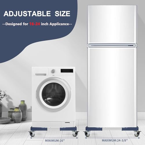 WBD WEIBIDA Adjustable Furniture Dolly with 4 Dual-Locking Wheels, Universal Washing Machine Base Stand, Square Appliance Mover for Refrigerator, Mini-Fridge, Washer & Dryer, Moving Cart - color: Blue - 4 Wheels