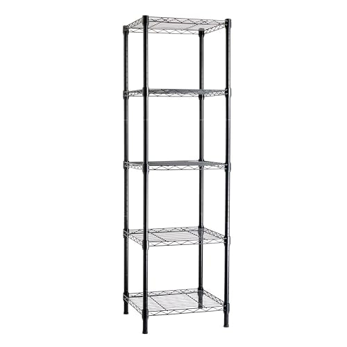 Amazon Basics 5-Shelf Tower Adjustable Storage Shelving Unit for Garage, Rust-Resistant Steel, 150 lbs Per Shelf, 16"W x 16"D x 54"H, Black - color: Black, size: 16"L x 16" W x 54"H, style: 5 -Shelf