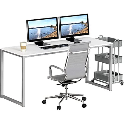 SHW Mission 55-Inch Home Office Computer Desk, White - color: White, size: 55-Inch