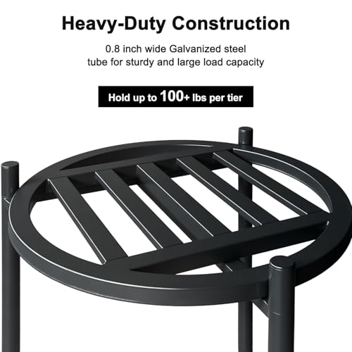 Plant Stand Indoor Outdoor,2 Tier 30" Tall Metal Plant Stands,Heavy Duty Plant Holder for Large Pots,Outside Plant Shelves for Patio,Black Flower Display Shelf for Living Room,Bedroom,1-Pack
