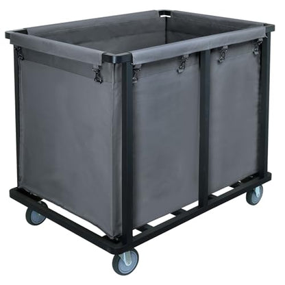 Commercial Laundry Cart with Wheels,600lbs Gray | 400L Large Commercial Laundry Hamper,Steel Frame and Oxford Cloth Bag,Industrial Laundry Cart for Hotel,Laundry Room - color: Gray