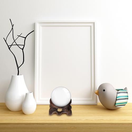 Sewroro Wood Carving Base Crystal Ball Stand Decorative Display Pedestal for Home Office Desk 2.16X2.16X0.98 Inch Lightweight Crystal Ball Holder