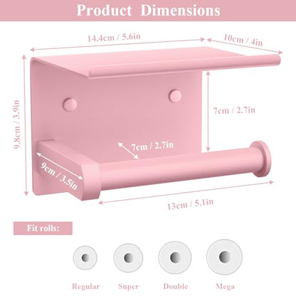 Toilet Paper Holder with Shelf Wall Mounted Toilet Paper Roll Dispenser | Heavy Duty Stainless Steel Blush Pink - color: G-blush Pink