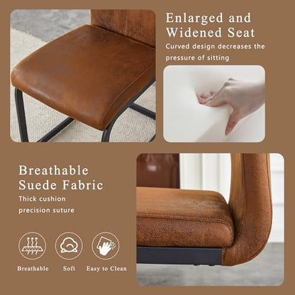 Baysitone Modern Dining Chairs Set of 2, Side Dining Room Chairs, High Back Kitchen Chairs with Suede Fabric Padded Seat for Dining Room,Kitchen, Living Room Brown - color: Suede Brown, size: Set of 2
