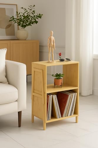 Bamboo Coffee Table Set of 2 – Modern End Tables for Living Room – Compact Side Corner Tables for Sofa or Bedroom – Minimalist Natural Wood Accent Furniture