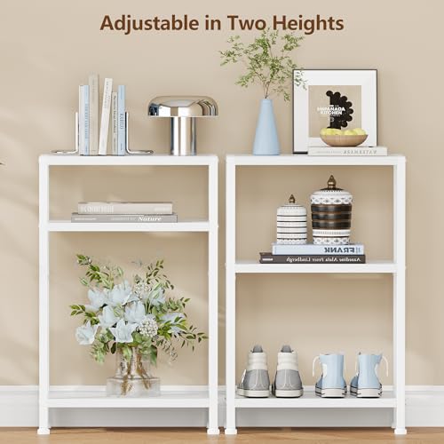 Heybly Small Narrow Side Table for Small Space, Thin Bedside TableHET006WT1 | Thin Bedside Table, Slim Sofa Table, 26.4" Tall Nightstand, Couch Table for Living Room, Bedroom, Balcony, White - color: White-adjustable Height