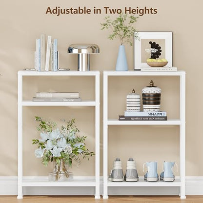 Heybly Small Narrow Side Table for Small Space, Thin Bedside TableHET006WT1 | Thin Bedside Table, Slim Sofa Table, 26.4" Tall Nightstand, Couch Table for Living Room, Bedroom, Balcony, White - color: White-adjustable Height