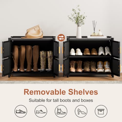 3-Tier Shoe Cabinet, 12-Pair Storage for Entryway | Adjustable Shelves, Waterproof PP, Easy To Clean - size: 3-Tier