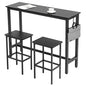 Finnhomy 52.7" Industrial Bar Table Set with 2 Stools - Counter Height Dining & Pub Table for Small Spaces, Kitchen, Apartment, Breakfast Nook - Metal & Wood, Space-Saving Furniture - Rustic Black - color: Rustic Black, size: 52.7" Bar Table