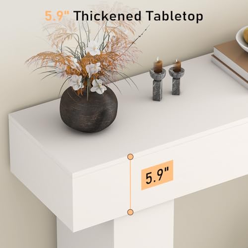 63 Inch Long Console Table for Entryway, Farmhouse Wood Rectangular Sofa Table Behind Couch Table, Narrow Entryway Table for Living Room, Entrance, Hallway, Foyer, Easy Assembly (Classic White) - color: Classic White