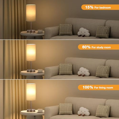 Touch Table Lamp - Beige, 3-Way Dimmable, USB A + C Charging, AC Outlet, 17.4inch Medium, Brown Metal Base - color: Beige - Brown, size: 17.4" Touch Control